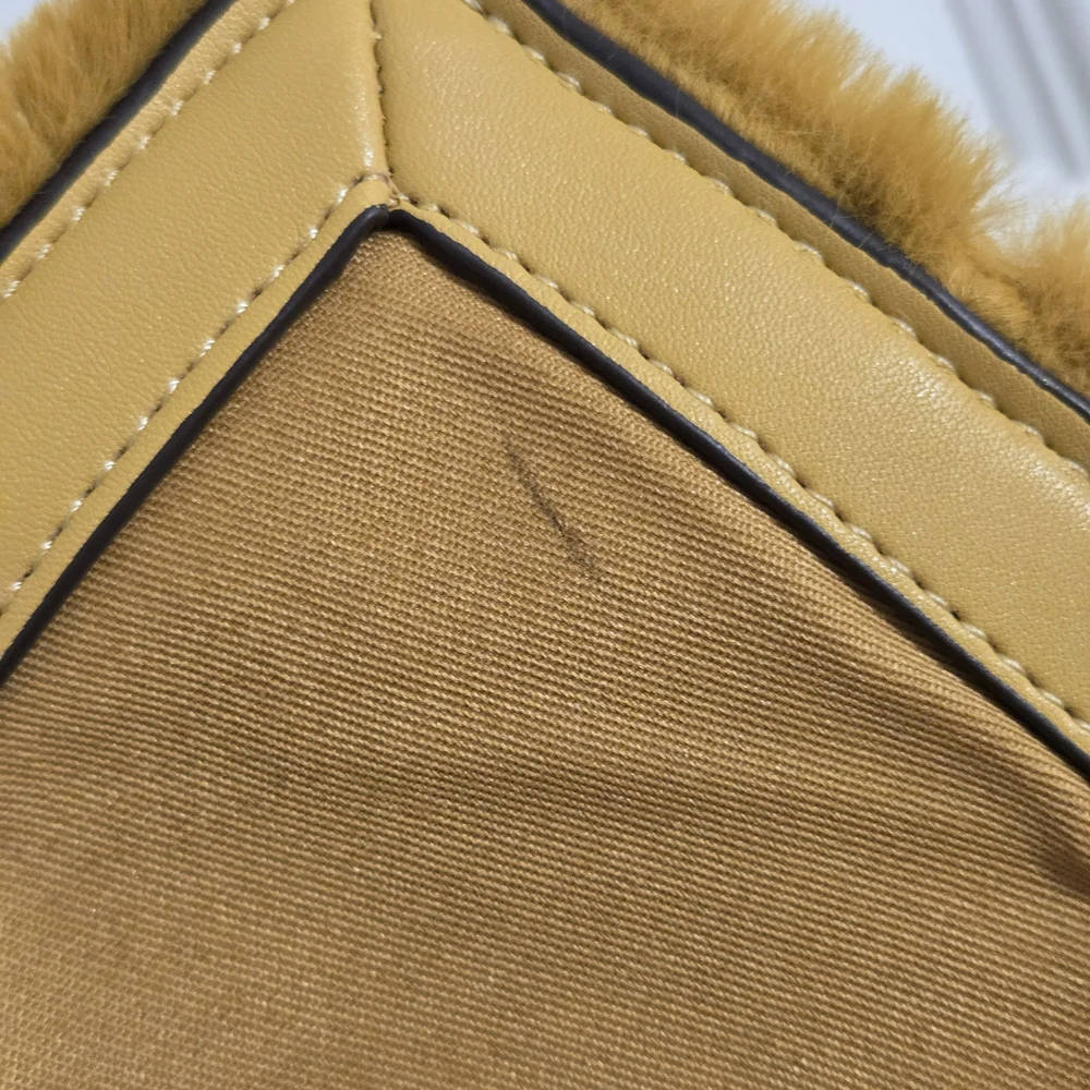 A New Day Faux Fur Mustard Yellow Clutch